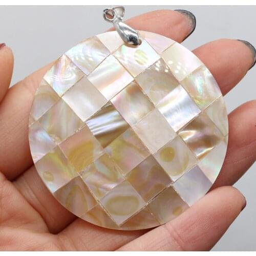 Mother Of Pearl Big Round Reiki Heal Natural Sea Shell Pendants for DIY Retro Necklace Earring Jewelry Accessories 50x50mm