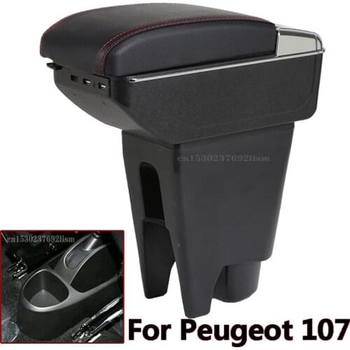 For Peugeot 107 Citroen C1 Toyota Aygo BJ armrest box central Store content box car-styling decoration With cup holder USB