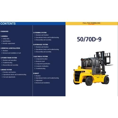 Forklift Trucks and Engine Service Manuals and Workshop Manuals for Hyundai 2021