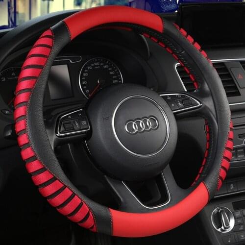 Sport Car Steering Wheel Covers Anti-Slip Leather Auto Steering-wheel Cover Car-styling Steering wheel protective cover