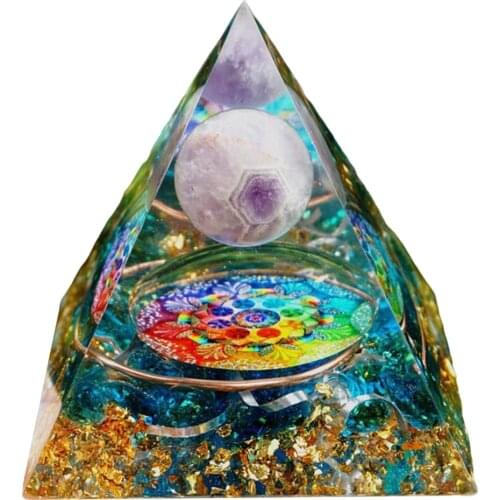 Tourmaline Crystal Pyramid Natural Gemstone Reiki Energy Meditation Ornament