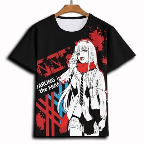 Darling in the FranXX Unisex Women Man T-shirts Anime ICHIGO ZERO TWO Cosplay Casual Breathable Tops Tees