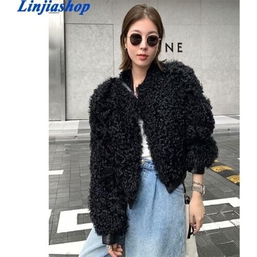 Za Womens Teddy Coats Bomber Cropped Jackets Mujer Black Femme Winter Warm 2020 Outerwear Elegant Overcoat Long Sleeves