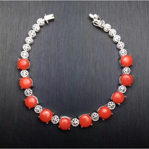 Natural red coral gem Bracelet Natural gemstone Bracelet 925 silver bracelet Fashion Elegant Stars women wedding party jewelry