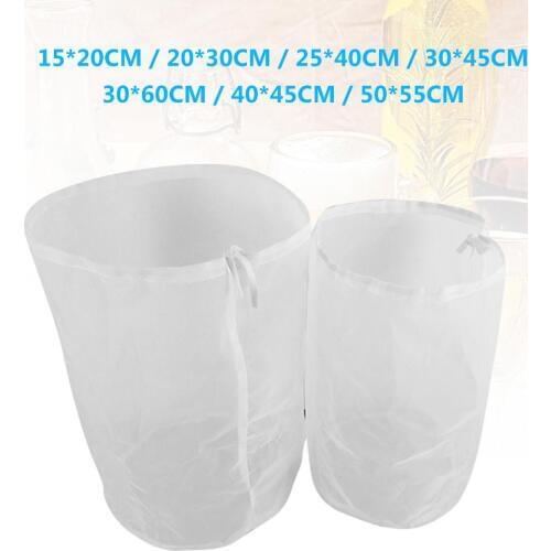 1Pcs Home Food Grade Reusable Drawstring 100 Mesh Wine Beer Juice Coffee Brew Filter Bag Pouch Herb Liquid Filter Bag