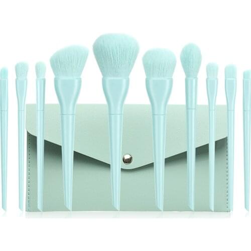 Custom 10pcs Makeup Brushes Set Portable Makeup Tool Bag Foundation Concealer Eyeshadow Eyebrow Powder Cosmetic Brush Kit Vendor