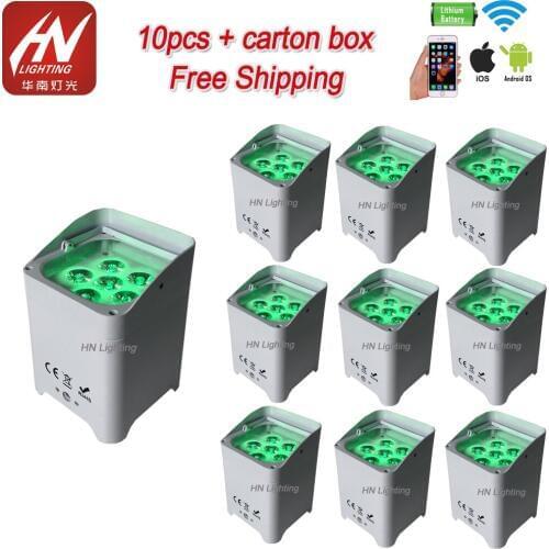 10pcs Smart uplighting 6*18w RGBWA UV wireless DMX LED Par Wash Uplight Fixture for DJ Club