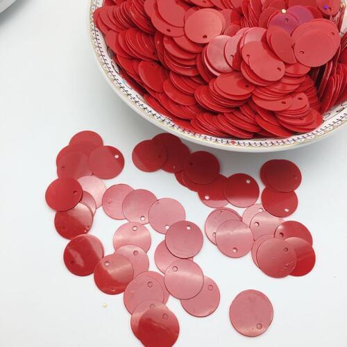 1000pcs Round Sequins 12mm PVC Flat Paillette For Arts Crafts Sewing Wedding DIY Decoration With 1 Side Hole Solid Red