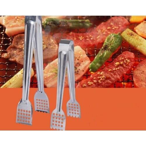 2pcs/lot BBQ Tongs Stainless Steel Handle Kitchen Tongs Lock Design Barbecue Clip Clamp Stainless steel Food Tongs NX 031