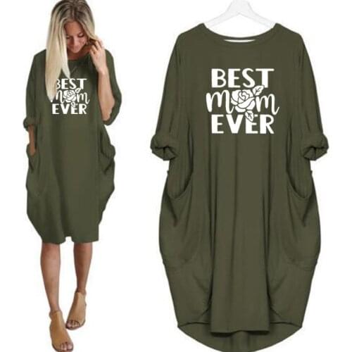 2020 Fashion T-Shirt For Women Pocket Best Mom Ever Letter Print Tshirt Tops Graphic Tees Women Off The Shoulder