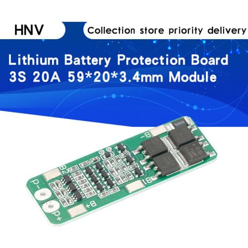 3S 20A Li-ion Lithium Battery 18650 Charger PCB BMS Protection Board 12.6V Cell 59x20x3.4mm Module