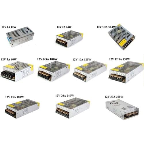 Power Supply Adapter Transformer Switch Converter Charger Driver 12V 2A 3A 5A 8A 10A 15A 20A 30A For RGB LED Strip Light 5050SMD