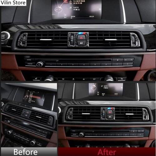 Accessories For BMW 5 Series F10 F18 Carbon Fiber Car Console Air Outlet Air Conditioning Vent Decorative Cover Frame Sticker
