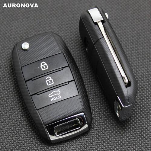 AURONOVA New Replace Folding Key Shell for Kia Soprtage Carens Cerato Forte Rio K2 K3 K5 3 Buttons Remote Car Key Case DIY