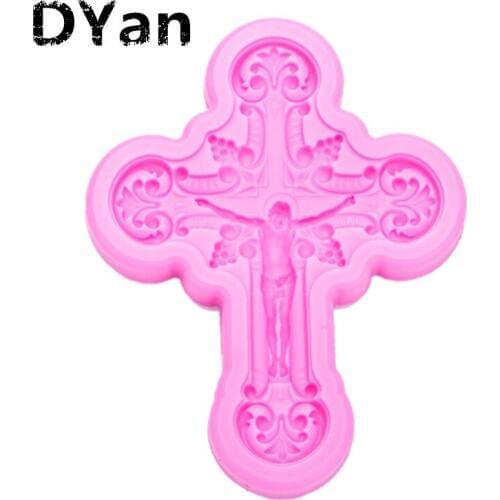 Free Shipping Jesus Cross Type Mini Cross and Jesus Fondant Molds Chocolate Silicone Mold Fondant Cake Decoration Tools A1444