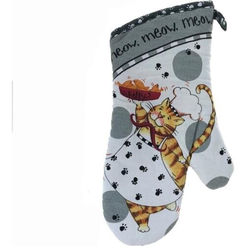 1 Piece 100% Cotton Baked canvas gloves Owl Cat Chef Designs Thickening oven glove 100g/pc weight