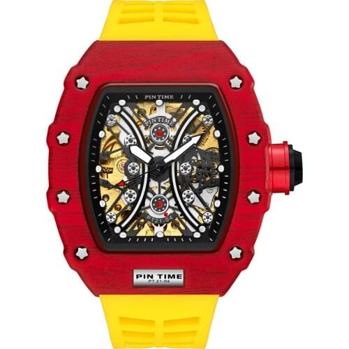 2021 NEW Design Watch Hip Hop Mens Mechanical Watch Full Automatic Hollow Special Shaped Luminous Brands Relo Relogio Masculino