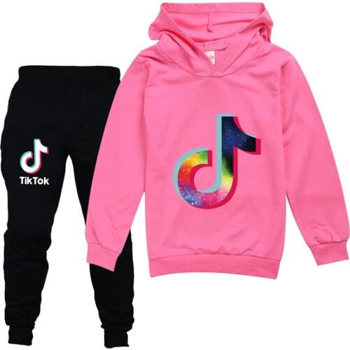TIK TOK spring autumn childrens clothing boys and girls sweater+casual trousers kid casual sportswear suit