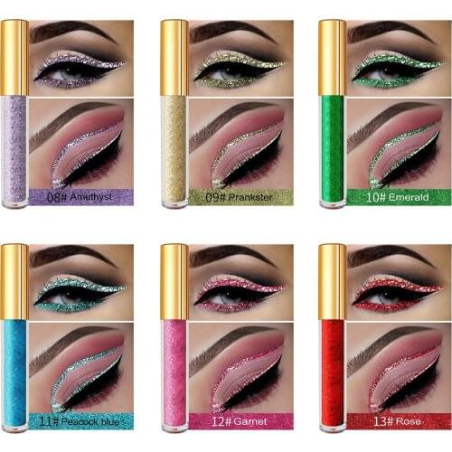 Private Label Shiny Eye Liners Cosmetics for Women Pigment Silver Rose Gold Color Liquid Glitter Eyeliner Makeup Custom Logo