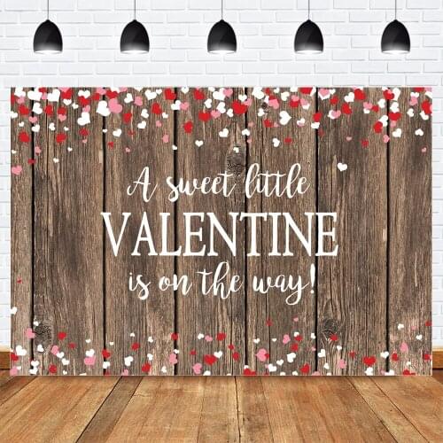 Little Sweetheart Baby Shower Background Valentines Day Photography Backdrop for Photo Studio Wooden Floor Photo Background
