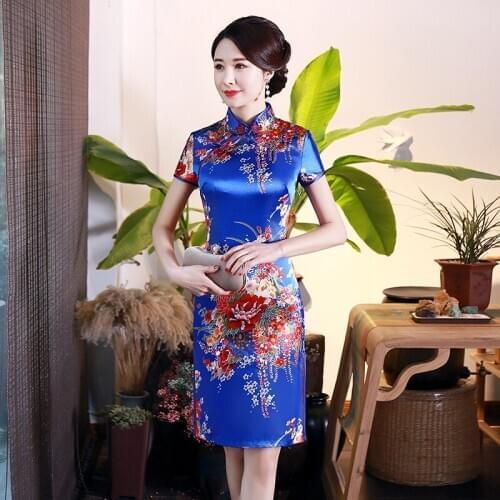 Chinese Spring Summer Improved Cheongsam Dress Plus Size Slim Mother WomenS Daily Banquet Costumes Classic Modern Qipao Платья