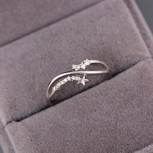 The Stars Rings For Women Simple Romantic Style Silver Color Slim Finger Ring Proposal Gift Fashion Jewelry KAR343