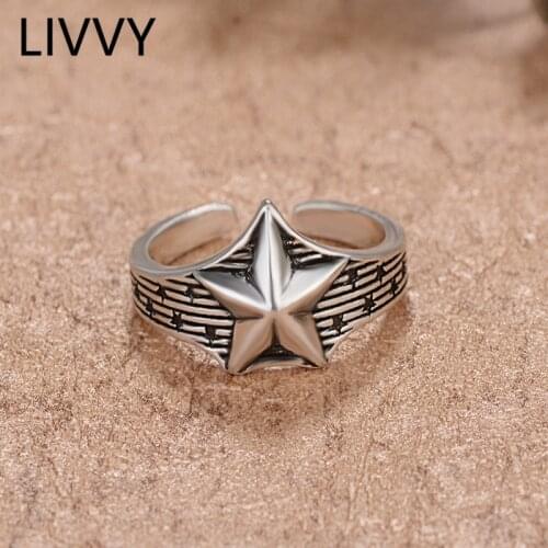 LIVVY Silver Color Rings for stars Thin Circle Gem Rings Fine Jewelry Open Finger Ring Jewlery 2021 Trend