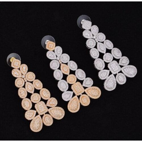 LARRAURI Luxury Full Mirco Setting Cubic Zirconia Earring Popular Leaves Leaf Naija Wedding Earring Fashion Jewelry for Women