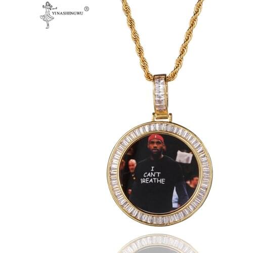Custom Photo Memory Medallions Round Solid Pendant Necklace With Rope Chain Hip Hop Punk Jewelry Accessories Chains Party Gift