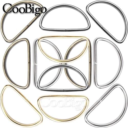 100pcs Metal D Rings Plated Semi Ring Buckles for Belt Ribbon Clasp Bag Strap Hardware DIY Craft Accessories Non-Welded 50mm