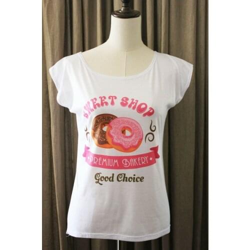Donuts Trendy Urban Womens T-shirt Cake Donut Sweets Round Neck Sugar