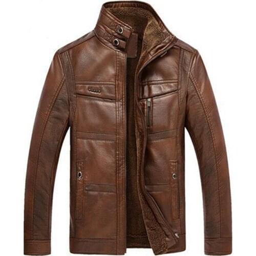 New Leather Jacket Men Coats 4XL Brand High Quality PU Outerwear Men Business Winter Faux Fur Male Jacket Fleece