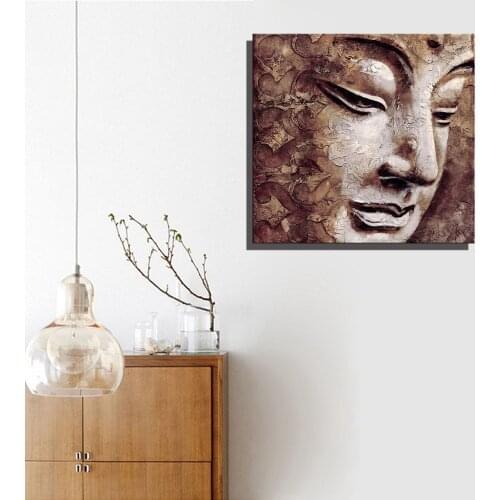 Buddha Wall Art Figure Of Buddha Head Oil Painting Abstract Canvas Art Vintage Home Decorations Poster Print Retro Picture Gift
