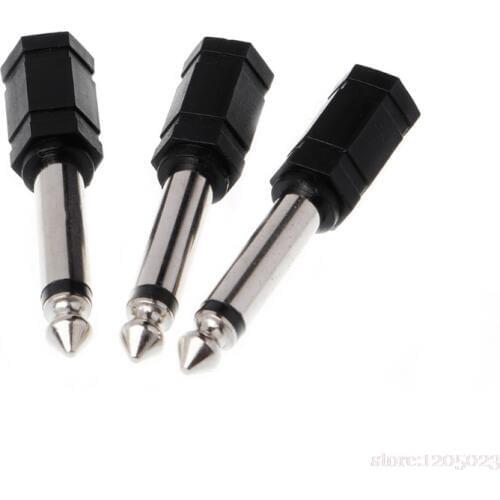 NEW 3 Pcs 6.35mm 1/4" Mono Plug to 1/8" 3.5mm Stereo Jack Female Audio Converter Adapter