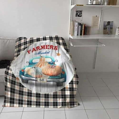 Pumpkin Retro Truck Home Blanket High Quality Bedroom Living Room Sofa Blanket Lounge Hotel Travel Portable Soft Blanket