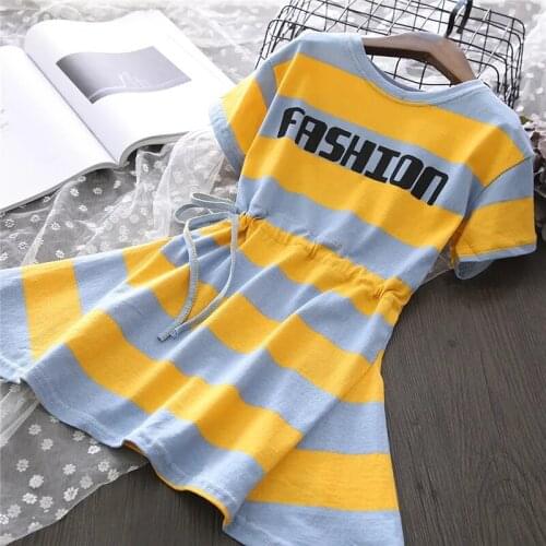 Children Girls Dress Cotton Short Sleeve Kids Dresses For Girls Summer Children Girl Clothing O-Neck Birthday Dress for 5-12Year