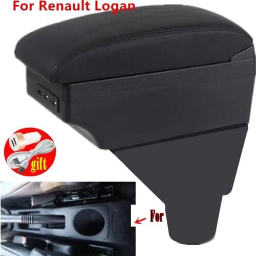 For Renault Logan armrest box For Renault Dacia Logan Interior Parts special Center Storage box with USB LED light