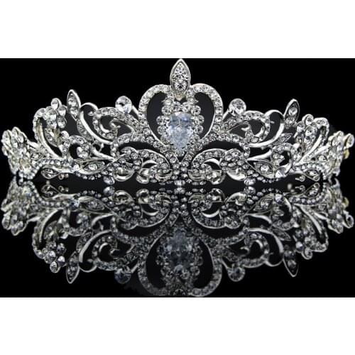 Clear Real Austrian Crystals Rhinestone Tiara Crown Bridal Bride Hair Accessories Wedding Jewelry JHA7762-1