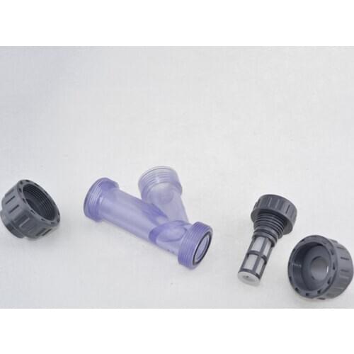 Transparent PVC Y-shaped filter fish tank PVC pipe connector irrigation filter garden water pipe connector 20-50mm household tap