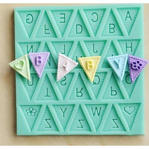 Random Color Cooking Tools Flag Shape 26 English Letters Silicone Mold Chocolate Fondant Cake Decorating Tools Hot New