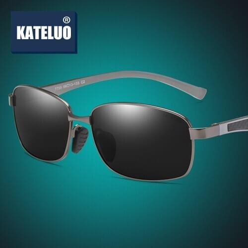 KATELUO 2020 Aluminum Mens Sunglasses Polarized UV400 Lens Male Sun Glasses Rectangle Shades Drivers Glasses for Men RE7755