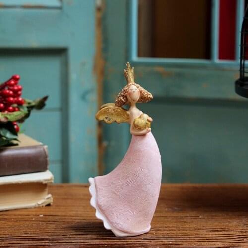 Golden Love Angel Girl 2PC Resin Angel Statue Fairy Tale Garden Decoration Sculpture Living Room Home Decor Figure Figurines