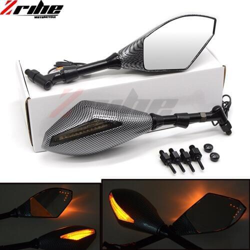 2x universal BLACK Carbon 8mm 10mm Motorcycle LED Turn Signal Rear Light Mirrors For HONDA CBR600RR PCX 125/150 CB600F VFR750