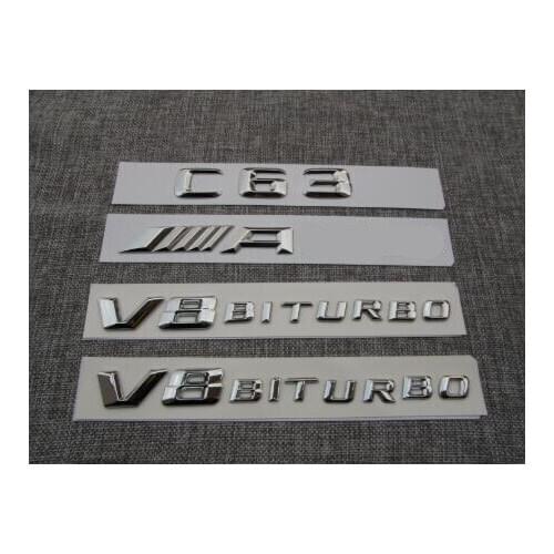 1set Chrome Letters Emblems Badge for Mercedes W204 W205 C63 AMG V8 BITURBO