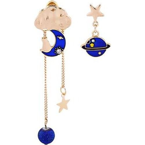 10 pair / lot fashion trendy jewelry metal enamel planet star moon earrings
