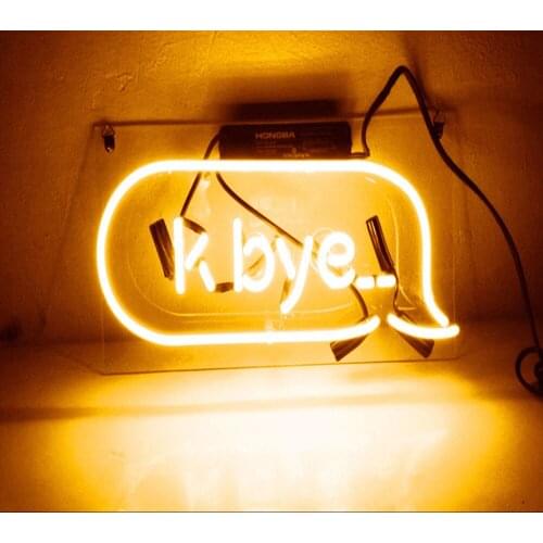 14“x7" K Bye Yellow Acrylic Custom Neon Light Lamp Sign Beer Bar Handmade Real Glass Decorate Home Wall Room Windows Artwork