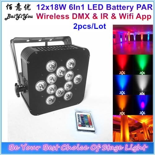 6pcs/Lot With Charge Case 12x18W Battery Par Wireless DMX Remote Phone Wifi App Control RGBWA+UV 6In1 12pcs LED Slim Par Light F