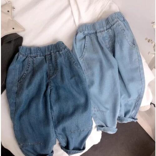 2021 new style girls boys denim long pants autumn fashion kids pants