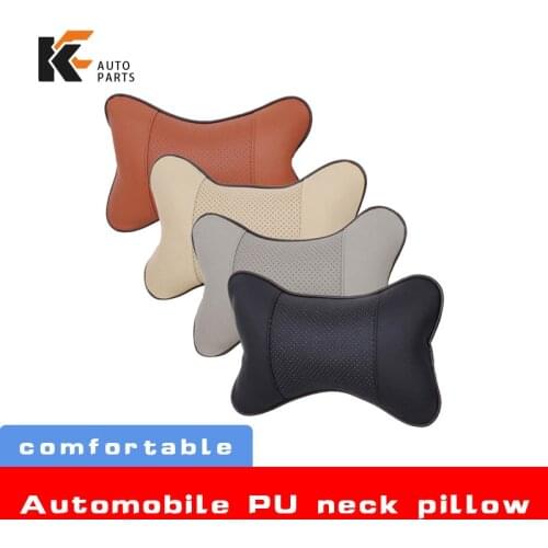 Car Neck Pillow Auto Head Neck Rest Relief Headrest Cushion PU Leather Auto Headrest Travel Pillow Car Seat Soft Support Pillow