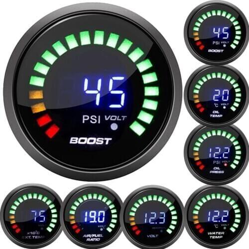 2 inch 52mm Car turbo boost gauge psi Exhaust gas temp water temp oil temp oil press Air fuel gauge voltmeter tachometer racing